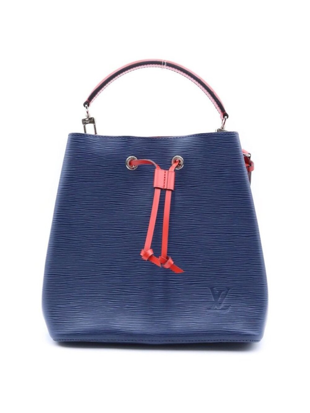 Louis Vuitton Neo Noe Epi Indigo Blue 2-Way Shoulder Bag Navy Red Silver